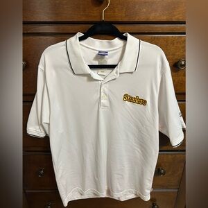 Reebok White Polo NFL Steelers Logo Shirt with Black & Gold Logo